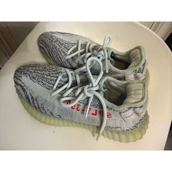 Yeezy Adidas Men's Boost 350 V2 Blue Tint Lace Up Sneaker Shoes Gray Size 6 - Picture 8 of 9